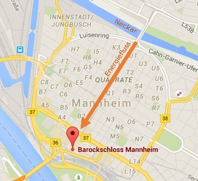 Energiefluss vom Neckar ber die Kurpfalzstrasse zum Mannheimer Schloss